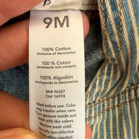 OshKosh Vestbak Bib Overall Denim Shorts Blue Jean Jorts Baby size 9 month - Picture 8 of 8